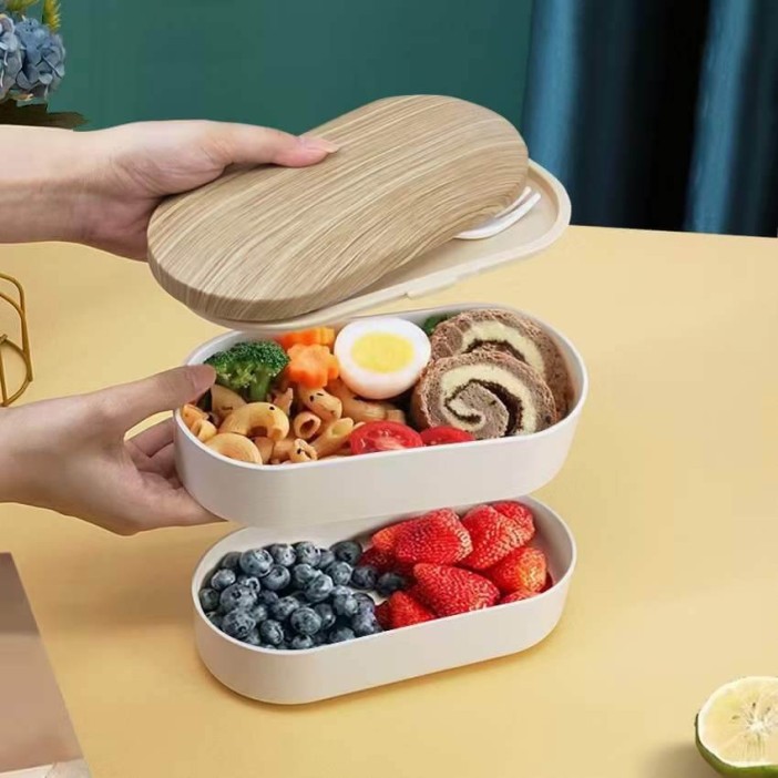 Ланчбокс &quot;Wood&quot;, white (ложка+вилка) 