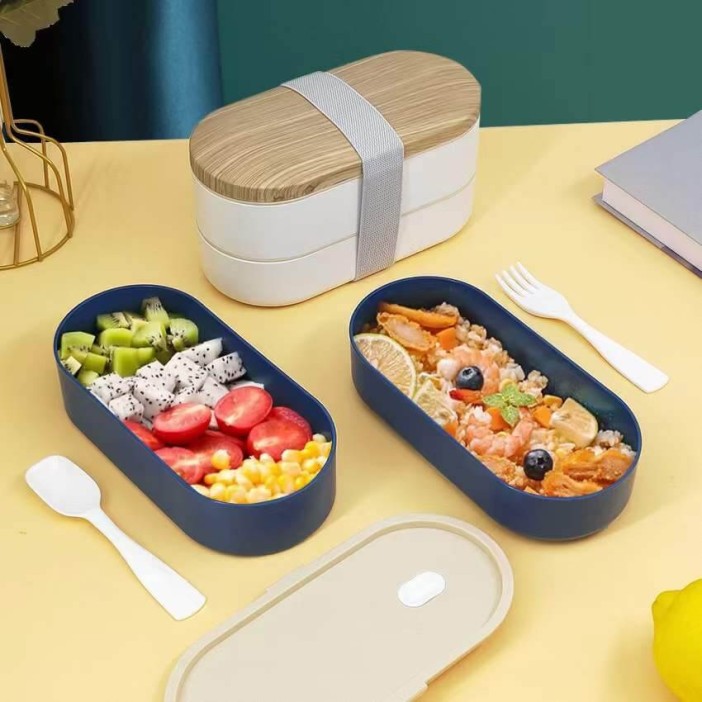 Ланчбокс &quot;Wood&quot;, white (ложка+вилка) 