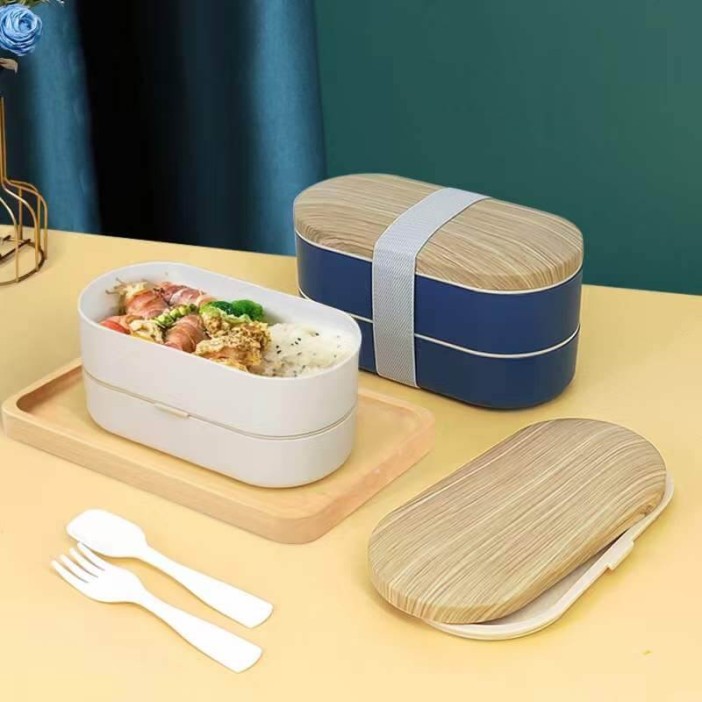 Ланчбокс &quot;Wood&quot;, white (ложка+вилка) 