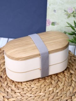 Ланчбокс &quot;Wood&quot;, white (ложка+вилка)