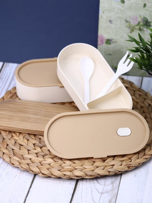 Ланчбокс &quot;Wood&quot;, white (ложка+вилка) 