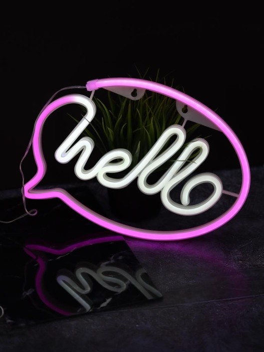 Неоновый подвесной ночник «Hello inscription», USB, свечение mix (30*21,5 см) 