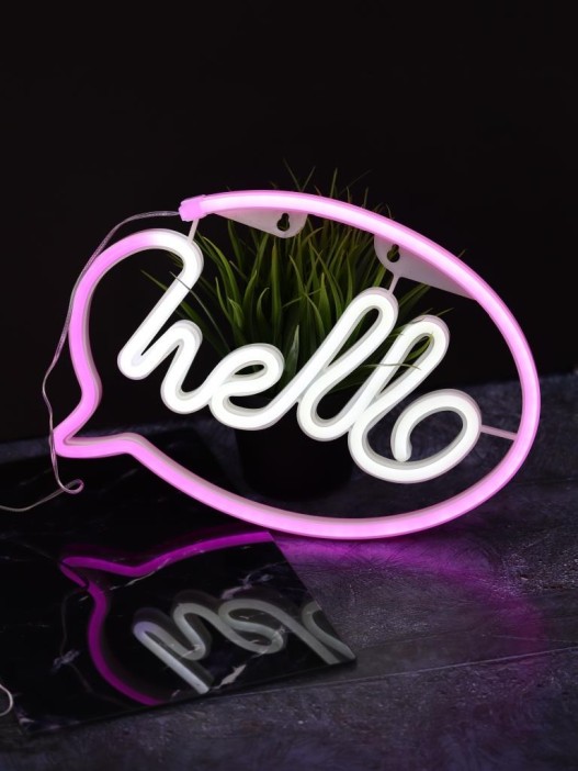 Неоновый подвесной ночник «Hello inscription», USB, свечение mix (30*21,5 см) 