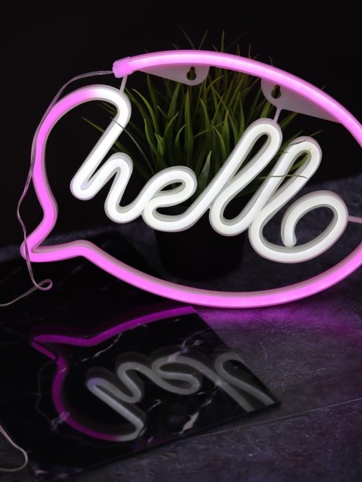 Неоновый подвесной ночник «Hello inscription», USB, свечение mix (30*21,5 см) 