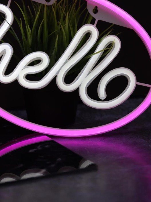 Неоновый подвесной ночник «Hello inscription», USB, свечение mix (30*21,5 см) 