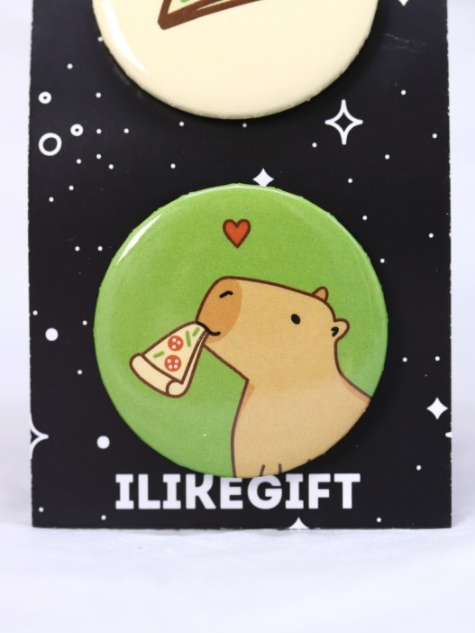 Набор значков 3 шт. iLikeGift «Capybara pizza» 