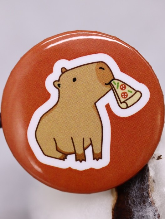 Набор значков 3 шт. iLikeGift «Capybara pizza» 