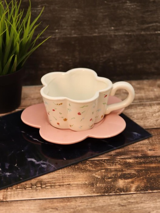 Кружка керамическая с блюдцем «Cozy dishes», white 