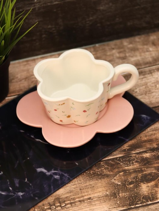 Кружка керамическая с блюдцем «Cozy dishes», white 