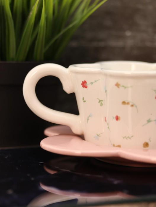 Кружка керамическая с блюдцем «Cozy dishes», white 