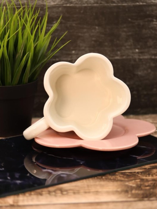 Кружка керамическая с блюдцем «Cozy dishes», white 