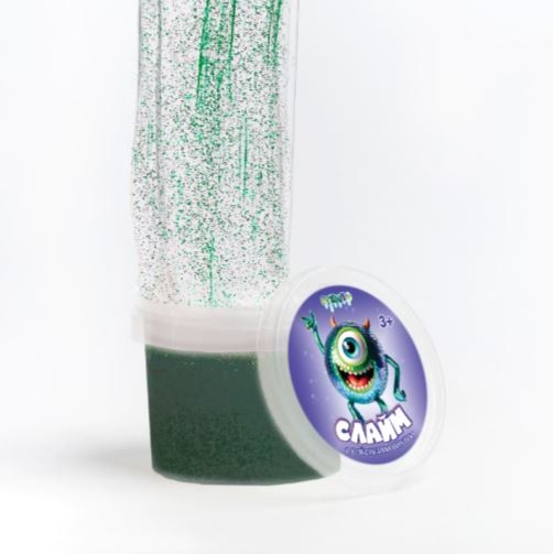 Слайм &quot;Стекло&quot;, с зелеными блёстками (90гр) 