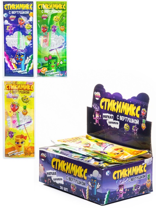 Мягкая карамель «Стикимикс» с вертушкой, 30 шт. 