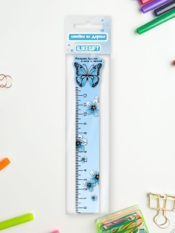 Линейка ECO из дерева iLikeGift "Расправь крылья и лети за мечтой"