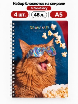 Набор блокнотов на спирали в линейку А5 Draw Me! 4шт. "В лучах сияния ", 48л.
