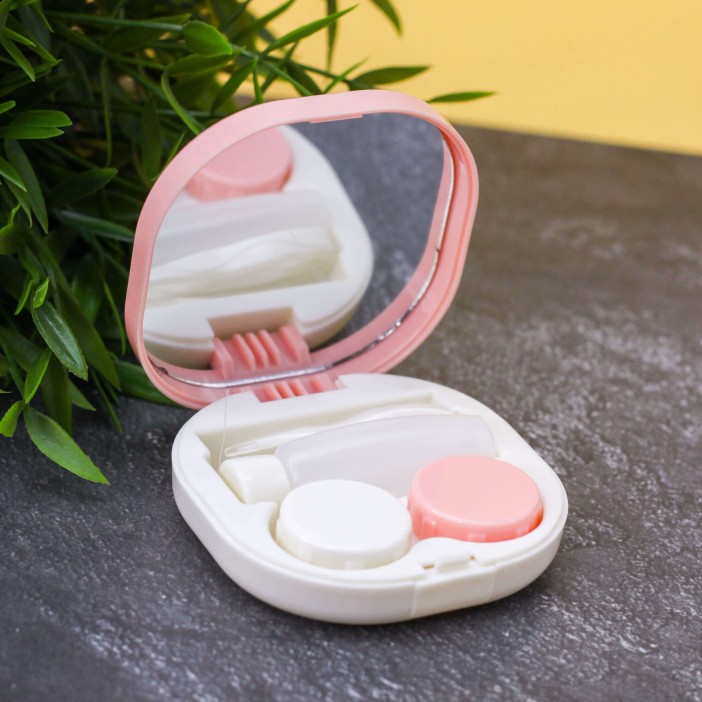 Контейнер для линз "Purebred Cat", pink-gray 