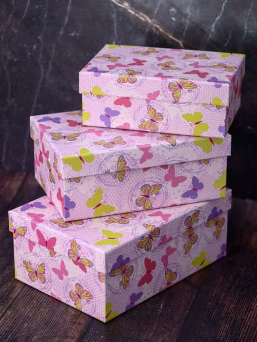 Набор подарочных коробок 3 в 1 «Butterflies», 18*12*7-21*14*8.5-23*16*9.5 