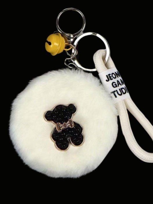 Плюшевое раскладное зеркало брелок &quot;Bear&quot;, белое, шоу-бокс 12 шт. 