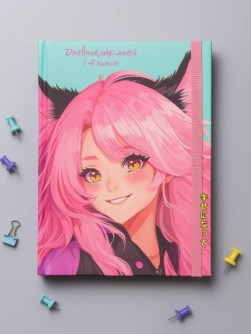 Дневник школьный для 1-4 классов на резинке "Девушка с ушками", 48 л (22,3x17,5 см)