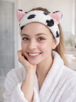 Повязка на голову GIRLY "Cow ears", white