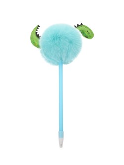 Ручка шариковая с помпоном "Динопуфф", микс