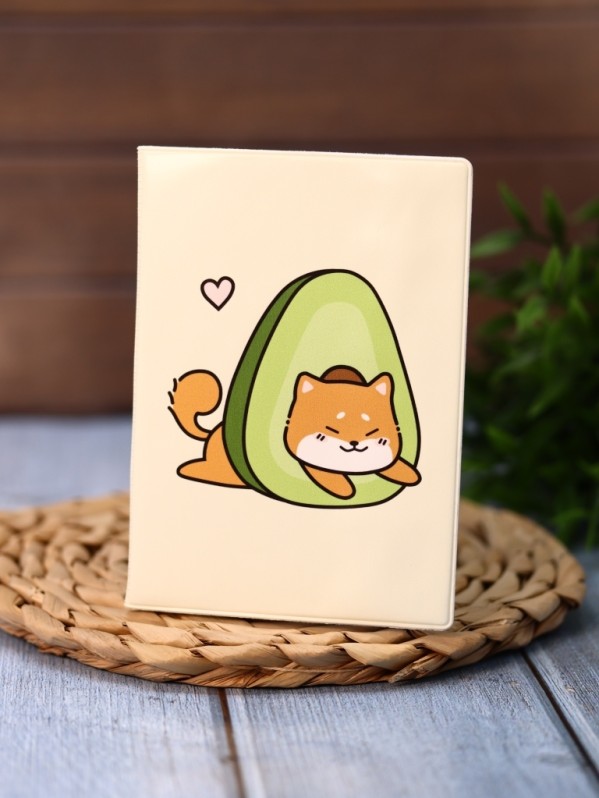 Обложка для паспорта Аниме "Сиба-ину и авокадо", плотность 560 мкм
