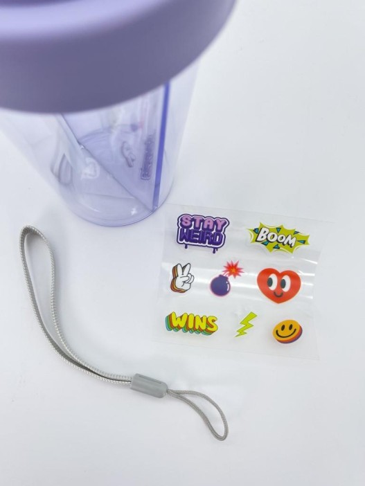 Тамблер с наклейками «Funny bear», purple (420 мл) 