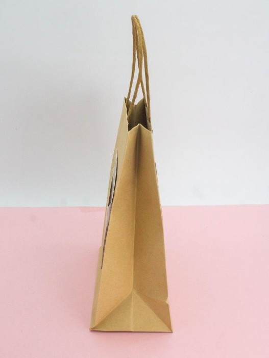 Пакет подарочный крафтовый «Brown Kraft», multi-colored flowers (21*25,5*10) 