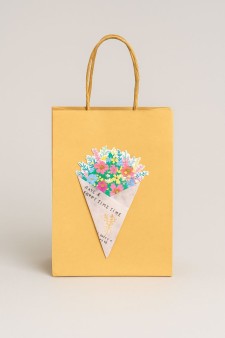 Пакет подарочный крафтовый «Brown Kraft», multi-colored flowers (21*25,5*10)