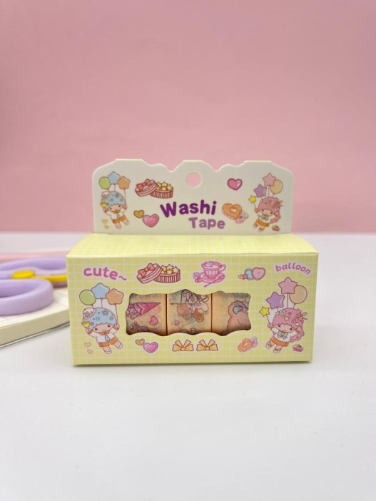 Набор декоративного скотча 4 шт. &quot;Cute ballon&quot; yellow 