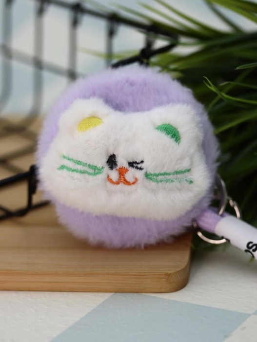 Плюшевое раскладное зеркало с брелоком "Cat", фиолетовое (7*7 см) 