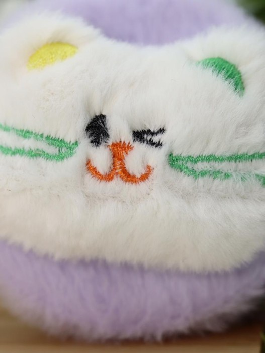 Плюшевое раскладное зеркало с брелоком "Cat", фиолетовое (7*7 см) 