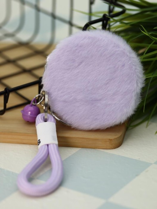 Плюшевое раскладное зеркало с брелоком "Cat", фиолетовое (7*7 см) 