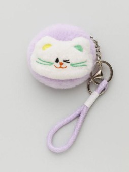 Плюшевое раскладное зеркало с брелоком "Cat", фиолетовое (7*7 см)