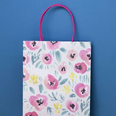 Пакет подарочный (S) «Flowers bloom», pink (21*25.5*10)