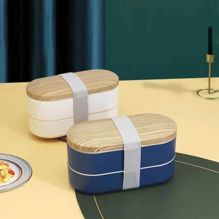 Ланчбокс &quot;Wood&quot;, blue (ложка+вилка) 