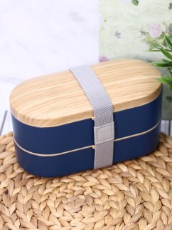 Ланчбокс &quot;Wood&quot;, blue (ложка+вилка)