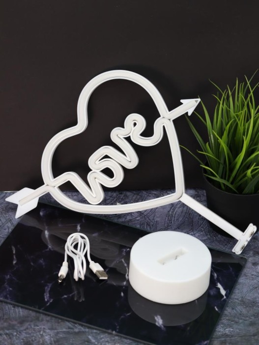 Неоновый LED ночник настольный &quot;Love in the heart&quot;, розовое свечение (32,5*29 см) 
