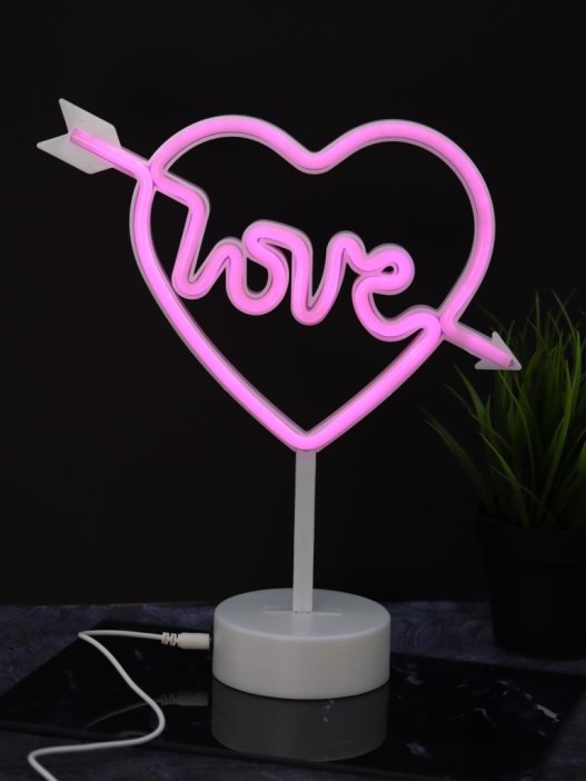 Неоновый LED ночник настольный &quot;Love in the heart&quot;, розовое свечение (32,5*29 см) 
