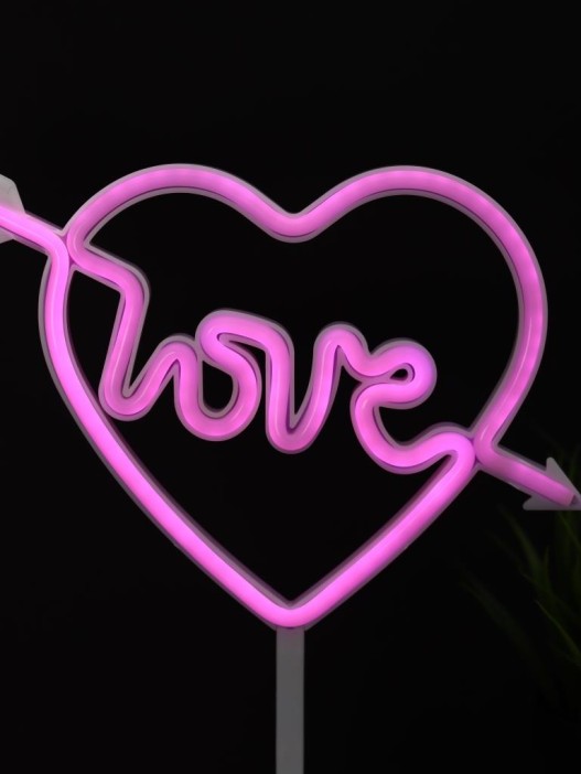 Неоновый LED ночник настольный &quot;Love in the heart&quot;, розовое свечение (32,5*29 см) 