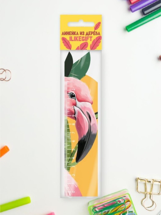 Линейка ЭКО из дерева iLikeGift "Фламинго" 