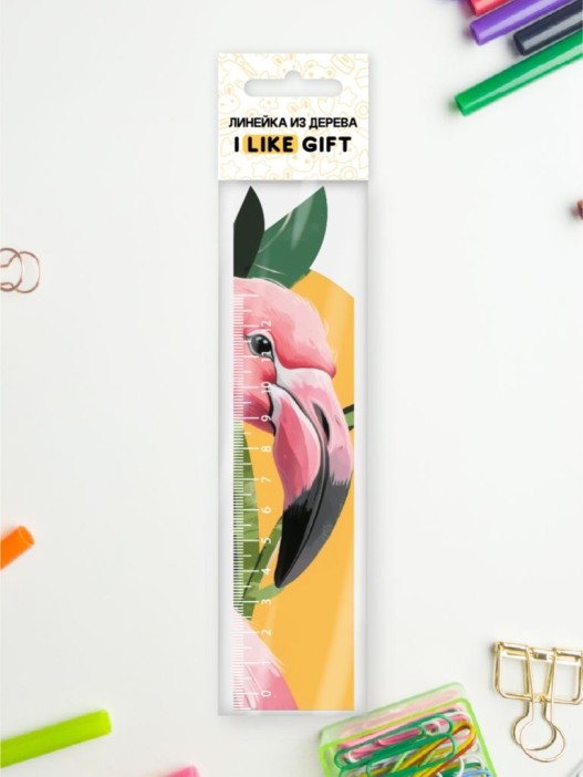 Линейка ЭКО из дерева iLikeGift "Фламинго" 