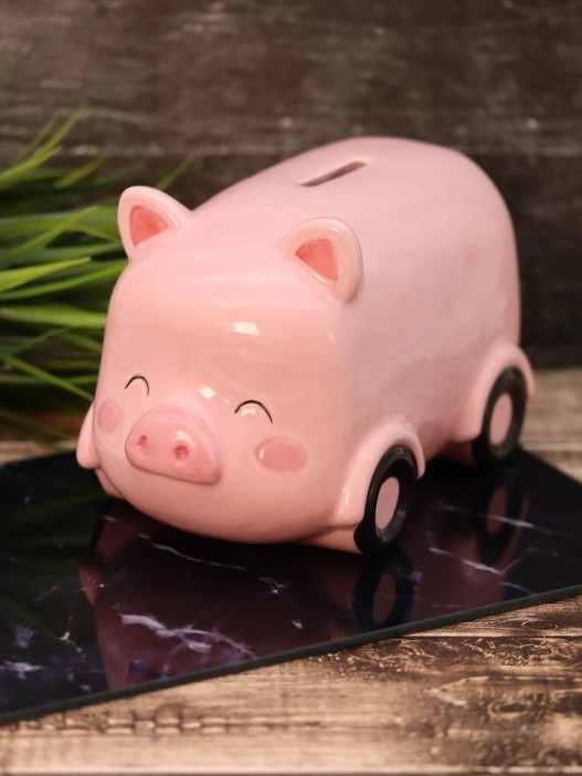 Копилка керамическая «Pig car», pink (20,3х11,1х11,1 см) 