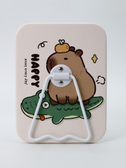 Зеркало настольное "Capybara is happy one", беж, 12*15,6 см