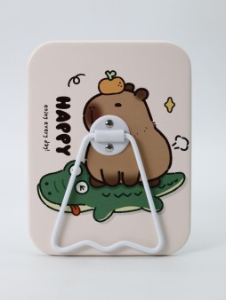 Зеркало настольное "Capybara is happy one", беж, 12*15,6 см