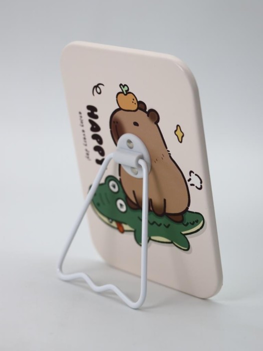 Зеркало настольное &quot;Capybara is happy one&quot;, беж, 12*15,6 см 