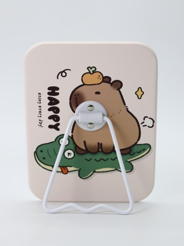 Зеркало настольное "Капибара счастлива", беж, 12*15,6 см