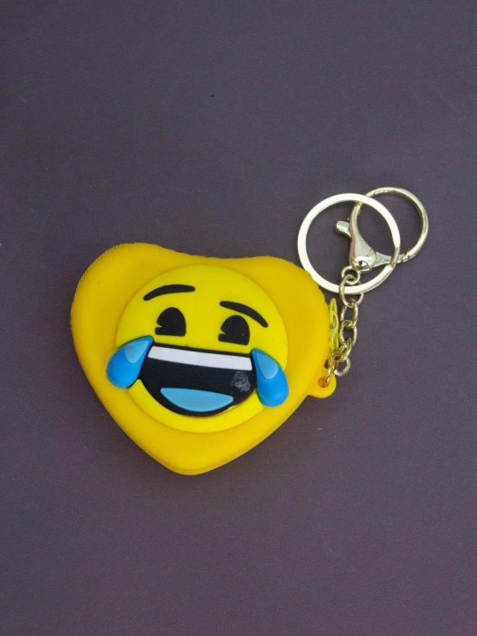 Брелок-кошелек силиконовый с карабином &quot;Смайл-Смех до слёз&quot; желтый 6*6 см 