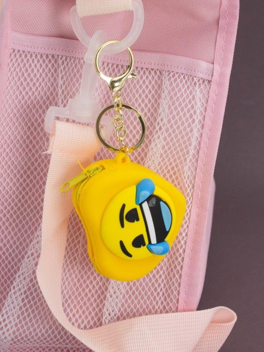 Брелок-кошелек силиконовый с карабином &quot;Смайл-Смех до слёз&quot; желтый 6*6 см 