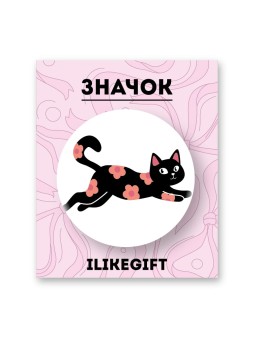 Значок закатной iLikeGift "Котик в цветах"
